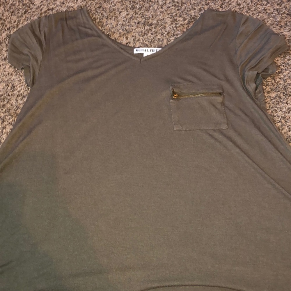 army green shirt with zip up pocket